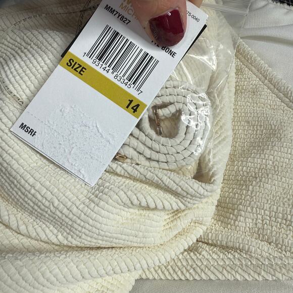 NEW Michael Kors Cream Swimsuit Size 14 Cut Out One Shoulder Ivory Off White - Picture 6 of 6